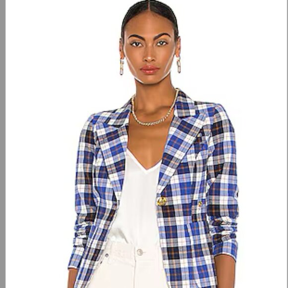 Smythe Patch Pocket Duchess Blazer Blue Plaid - Picture 1 of 5